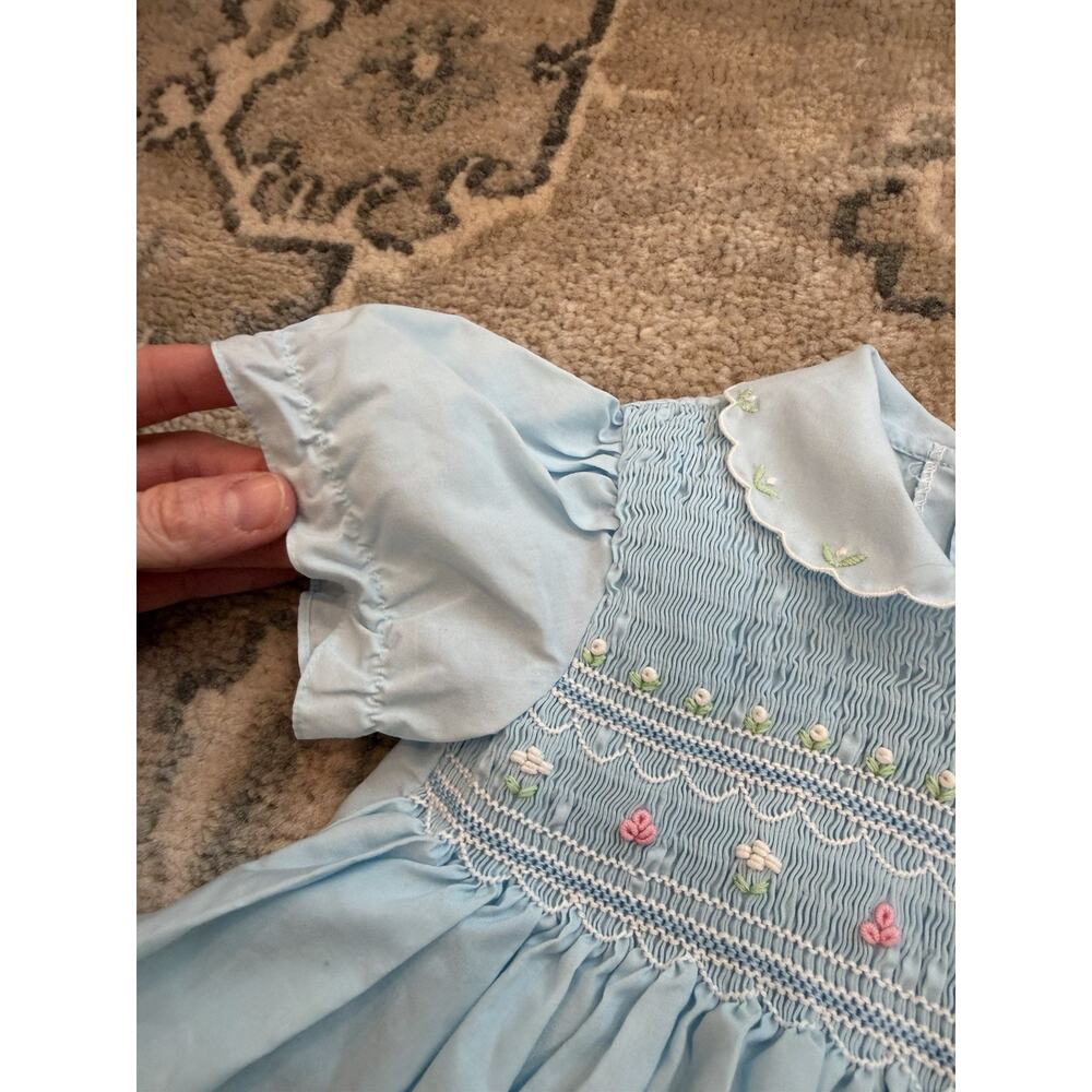Baby Togs Blue Hand Smocked Baby Girl Dress 18 Months - Picture 12 of 13